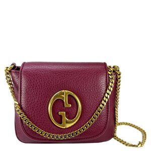 Gucci  1973 Small Pebbled Leather Chain Crossbody Bag Burgundy 251821